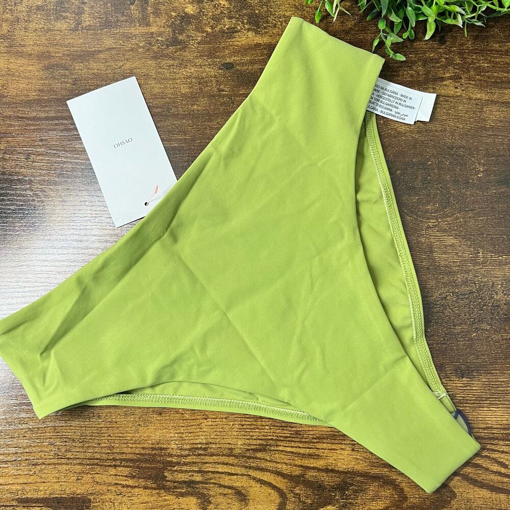 Oysho Bikini Bottoms Small Green High Waist Cheeky Beach Vacation Seamless New